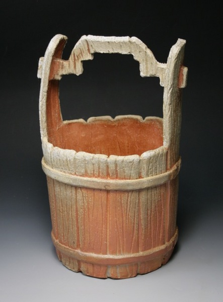 "Wooden Bucket", Custom Clay, Natural Ash surface, Misusachi, Ice Bucket, Flower Holder, avail@