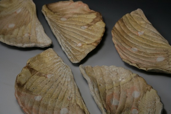 Leaf Sushi Dishes, with natural ash glaze