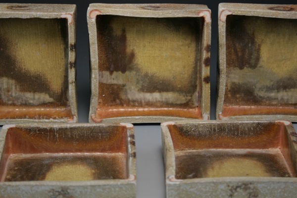 "Rothko in Japan", Square Mukozuke with Natural Ash Glaze