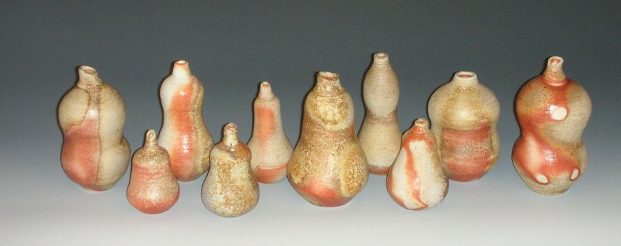 Community of miniature gourds, fired in var. kilns, SOLD