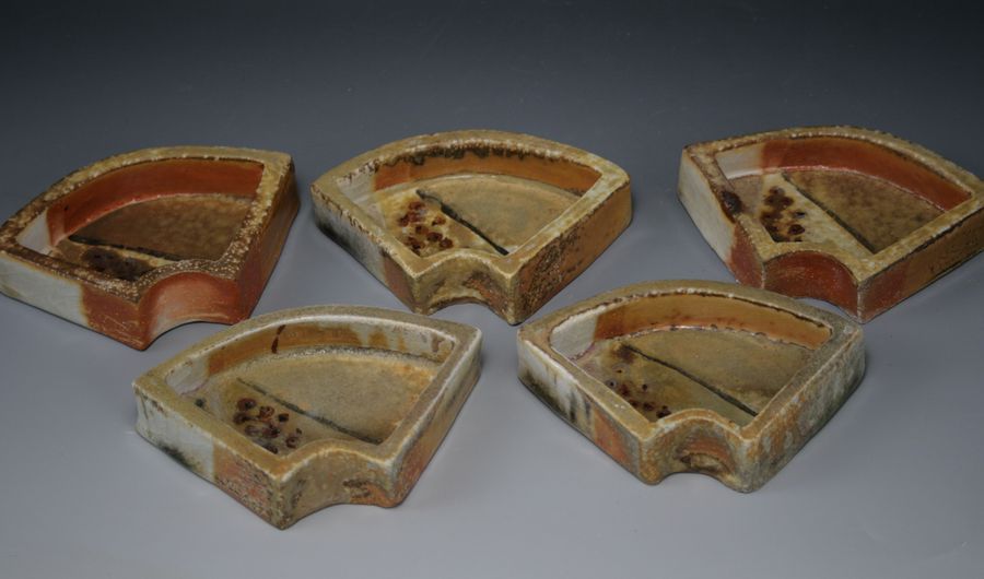 Fan dishes/Mukozuke, Moore kiln, SOLD