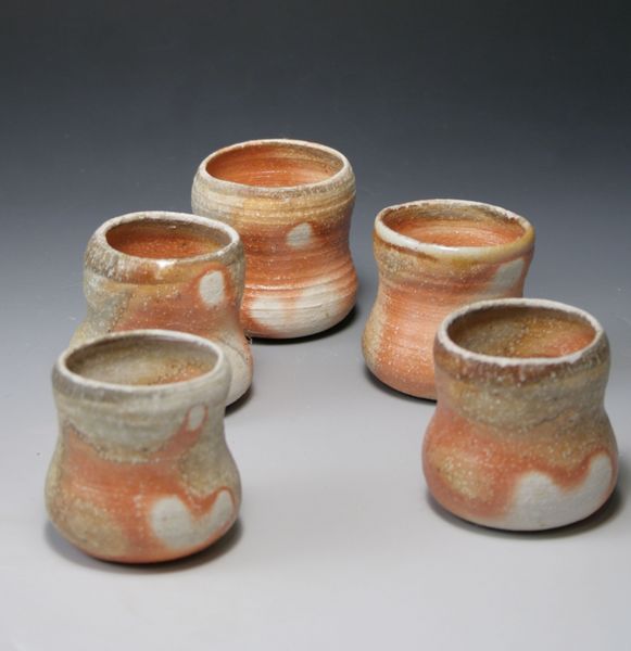 Sake/whiskey cups, unglazed (yakishime)