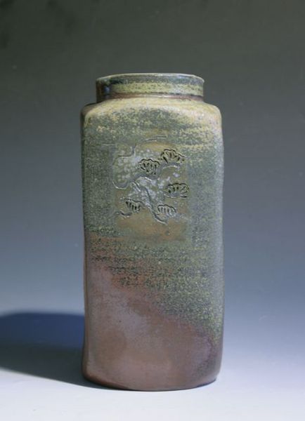 INCISED SQUARE VASE, FALL FIRING, NOT AVAIL..