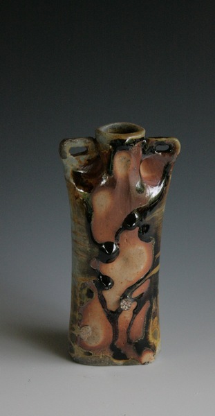 "Picnic Tokkuri", furnished with Obijime carry strap.
9/2014 Firing with John Dix as kilnmaster of the OkiDoki Anagama