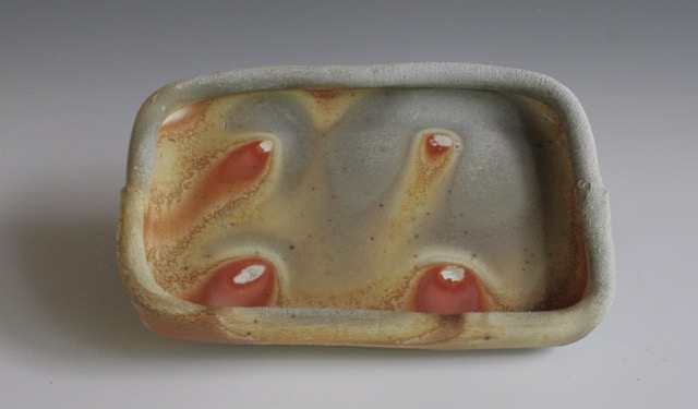 Yohen platter, unglazed, by Susan Kotulak,
2015 Dix firing at the OkiDokiAnagama